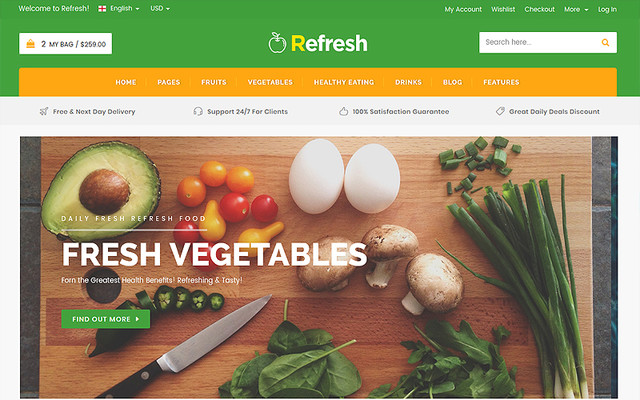 Refresh - Food & Restaurant Website Template thumbnail